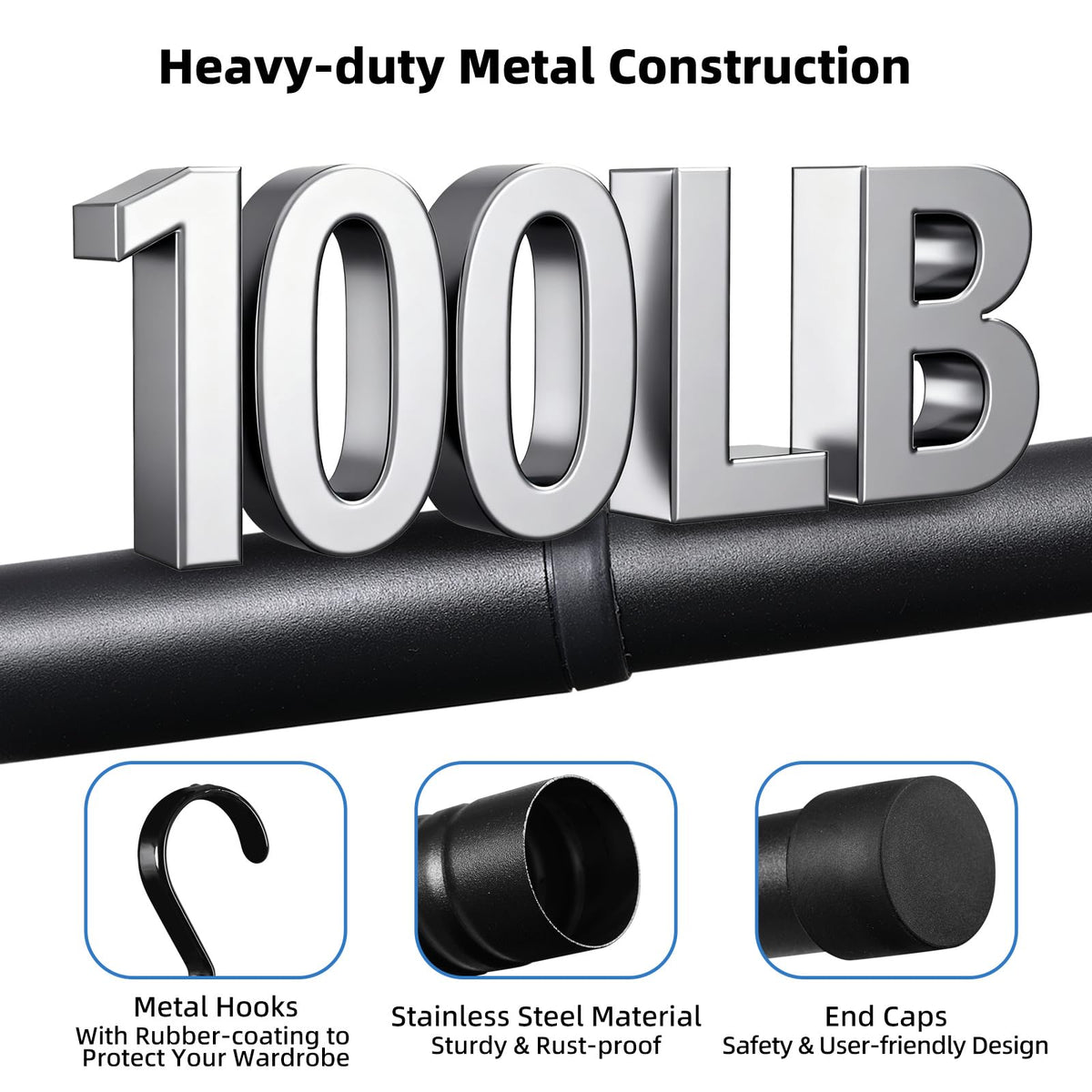 idefair heavy duty bar supports up to 100 lbs with smooth finish