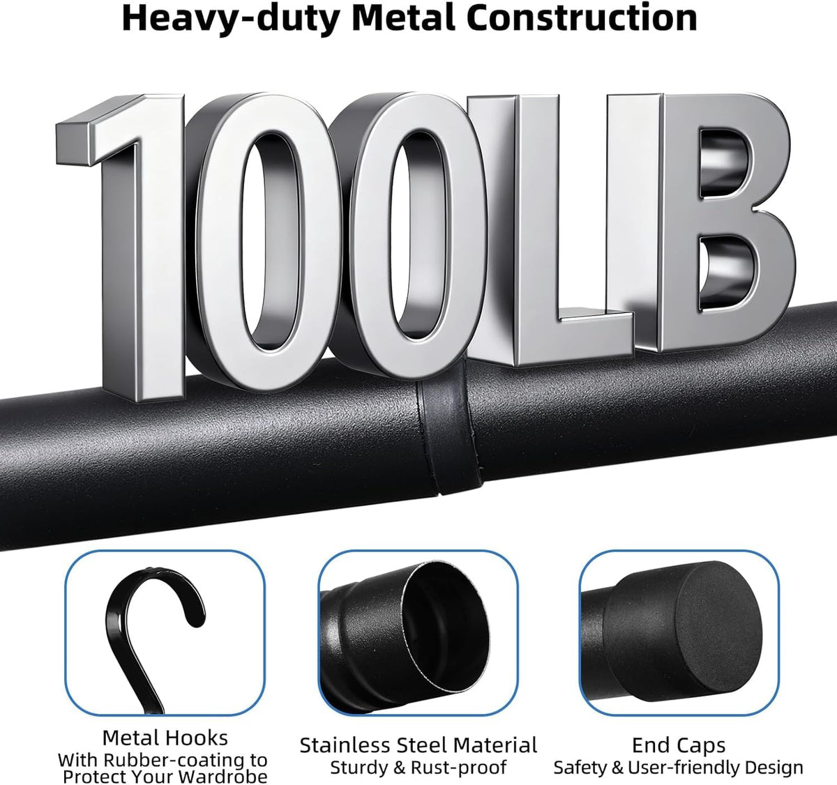 Idefair height-adjustable rod set to 39 inches for tall garments.