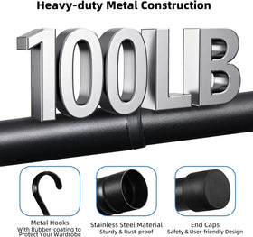 Idefair height-adjustable rod set to 39 inches for tall garments.