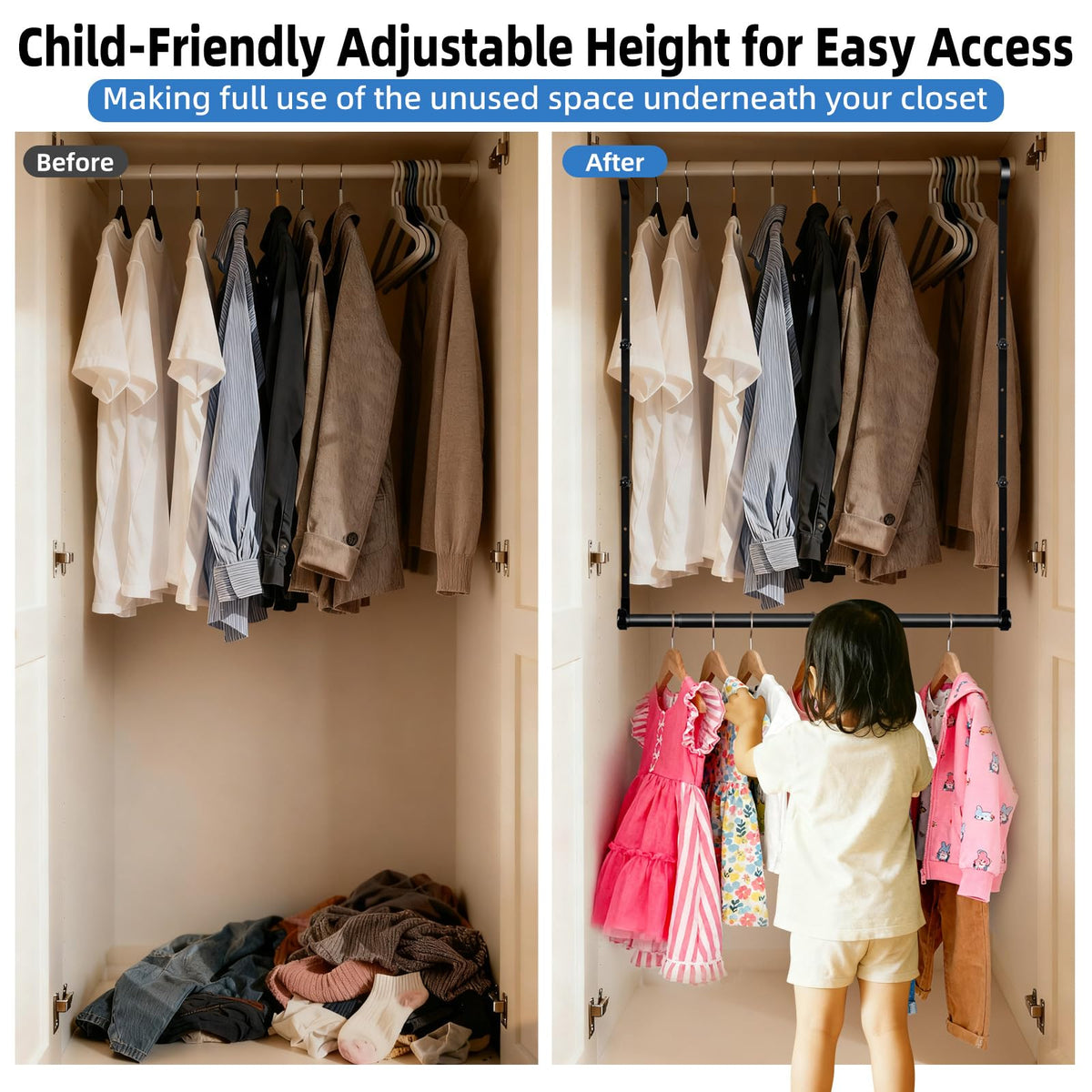 idefair space saving solution expands closet storage without occupying floor space
