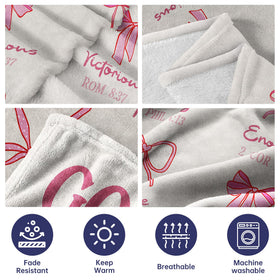 IDELTIME pink bow blanket on bed with soft lighting