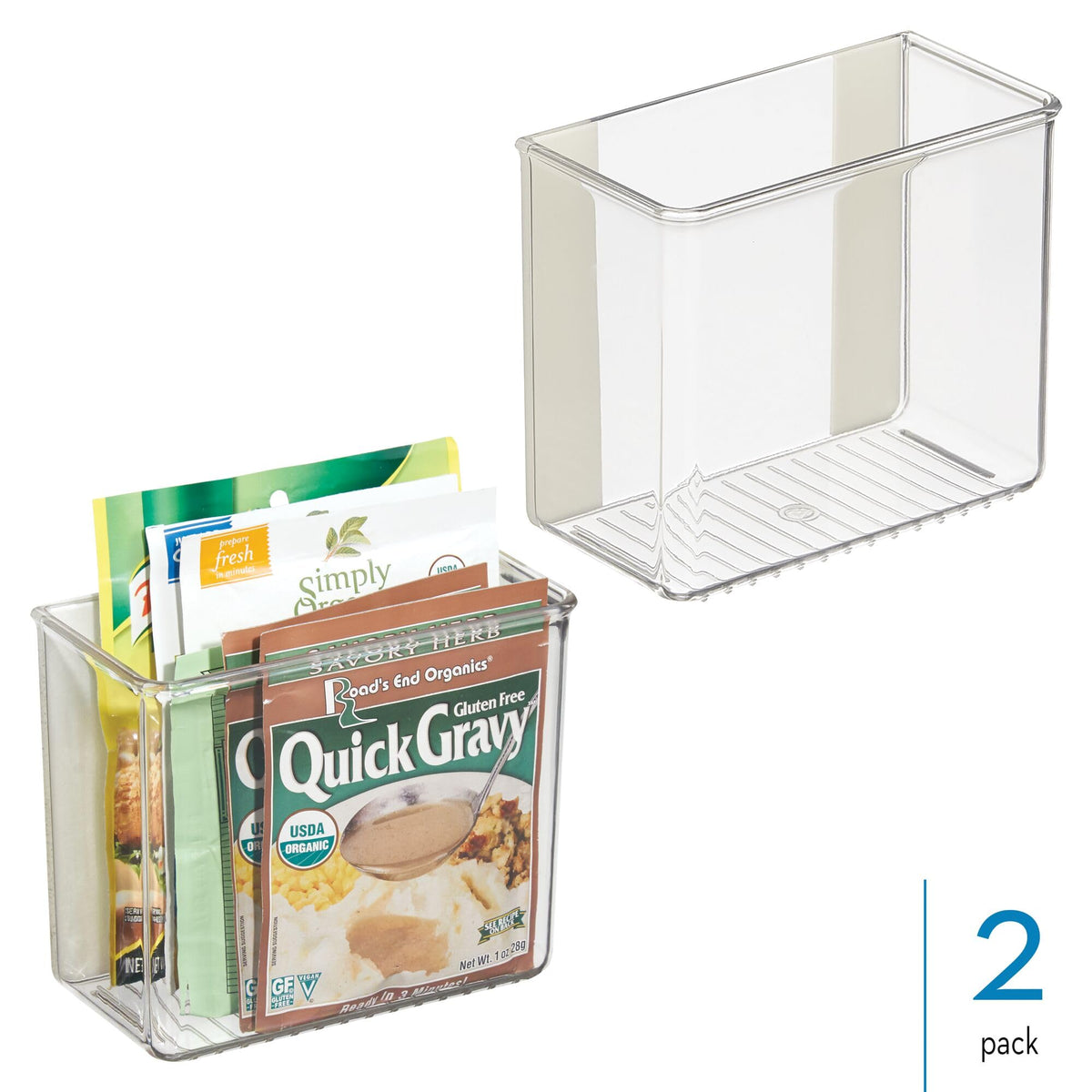 iDesign clear bin mounts flush to surfaces for neat storage.