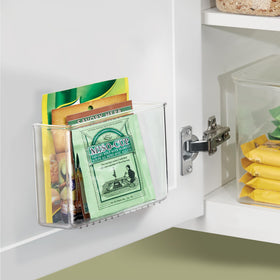 iDesign adhesive organizer bins resist moisture and are easy to clean.