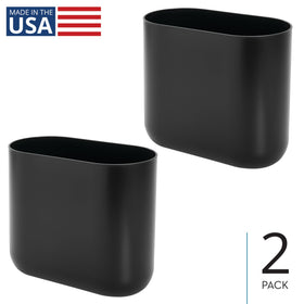 iDesign Cade Oval Trash Can fits dorm rooms and desks with its compact, chic black design.