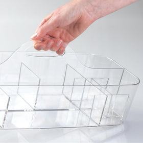 iDesign Clarity cosmetic organizer tote built-in handles enable easy transport