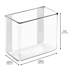 iDesign bin fits inside cabinet doors to save space.