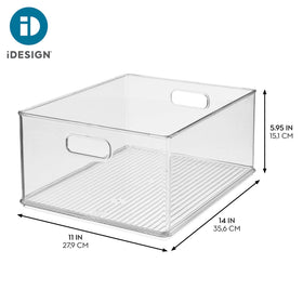 iDesign clear storage bin in closet improves organization with visibility