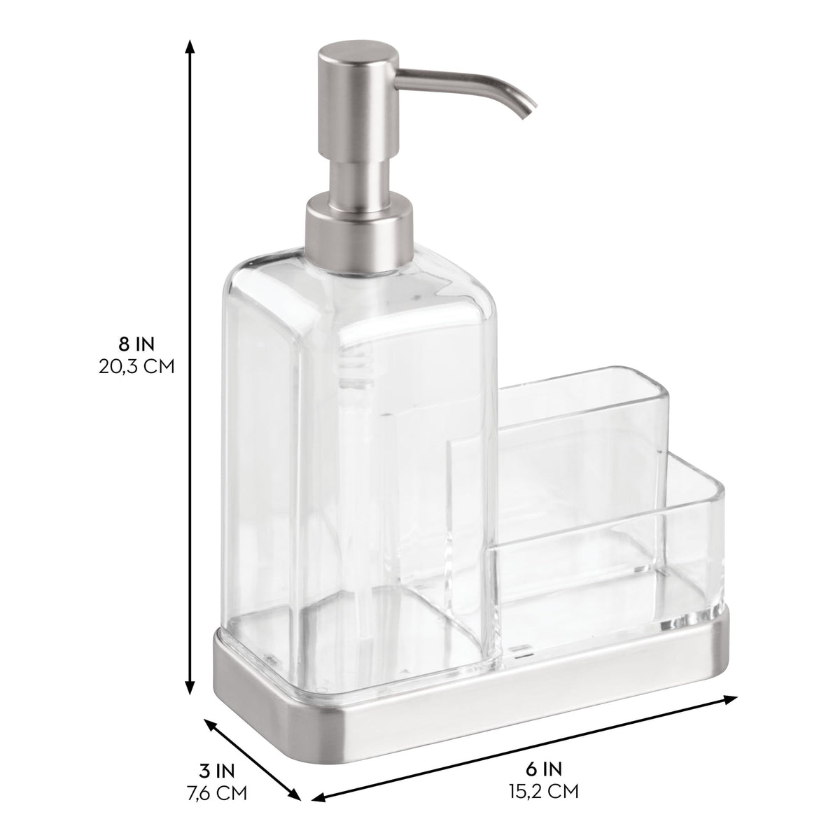 iDesign Forma sponge caddy helps prevent slips and keeps sinks tidy.