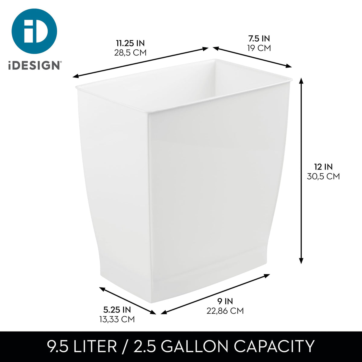 iDesign Mono white rectangular bin adds clean style to any space