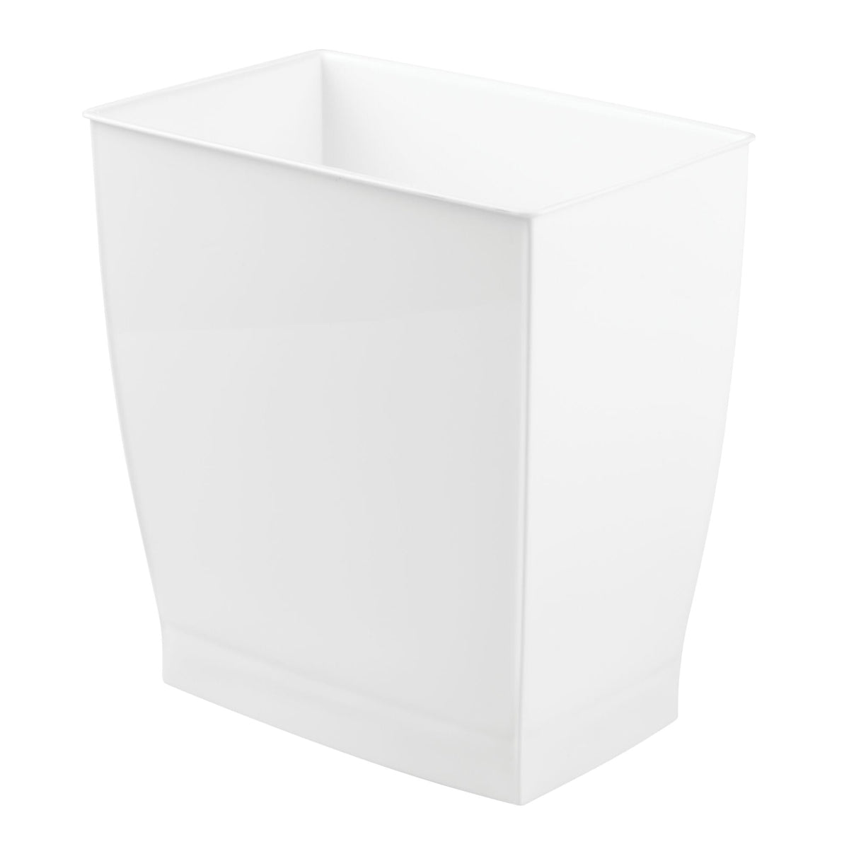 iDesign Mono trash can front view showing a slim rectangular design for tight spaces