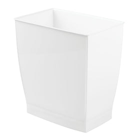 iDesign Mono trash can front view showing a slim rectangular design for tight spaces