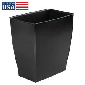 iDesign Mono trash can side view highlights narrow silhouette beside a desk