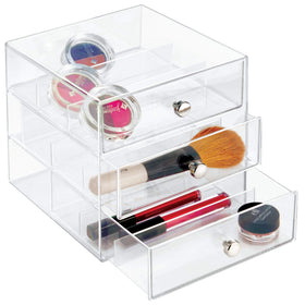 idesign vanity organizer chrome knobs provide smooth drawer operation