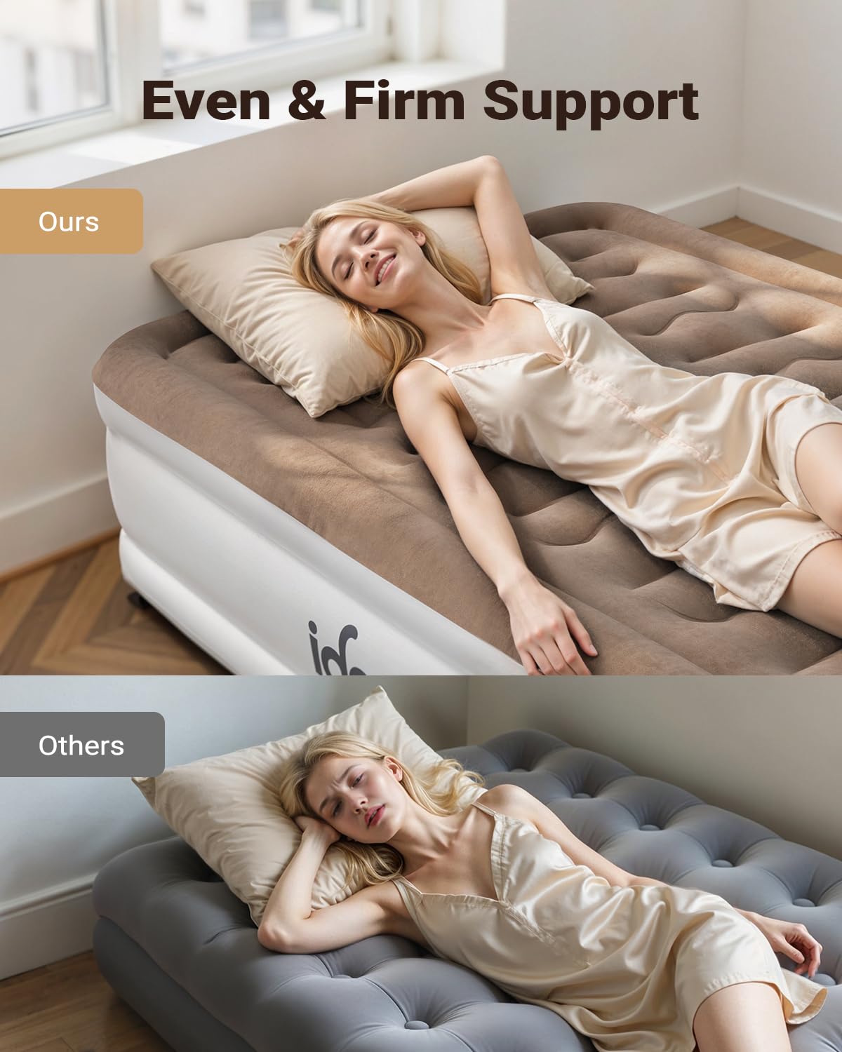 iDOO air mattress 600-lb-support remains stable under heavier sleepers