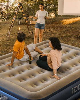 iDOO air mattress full includes repair kit and carrying bag for travel