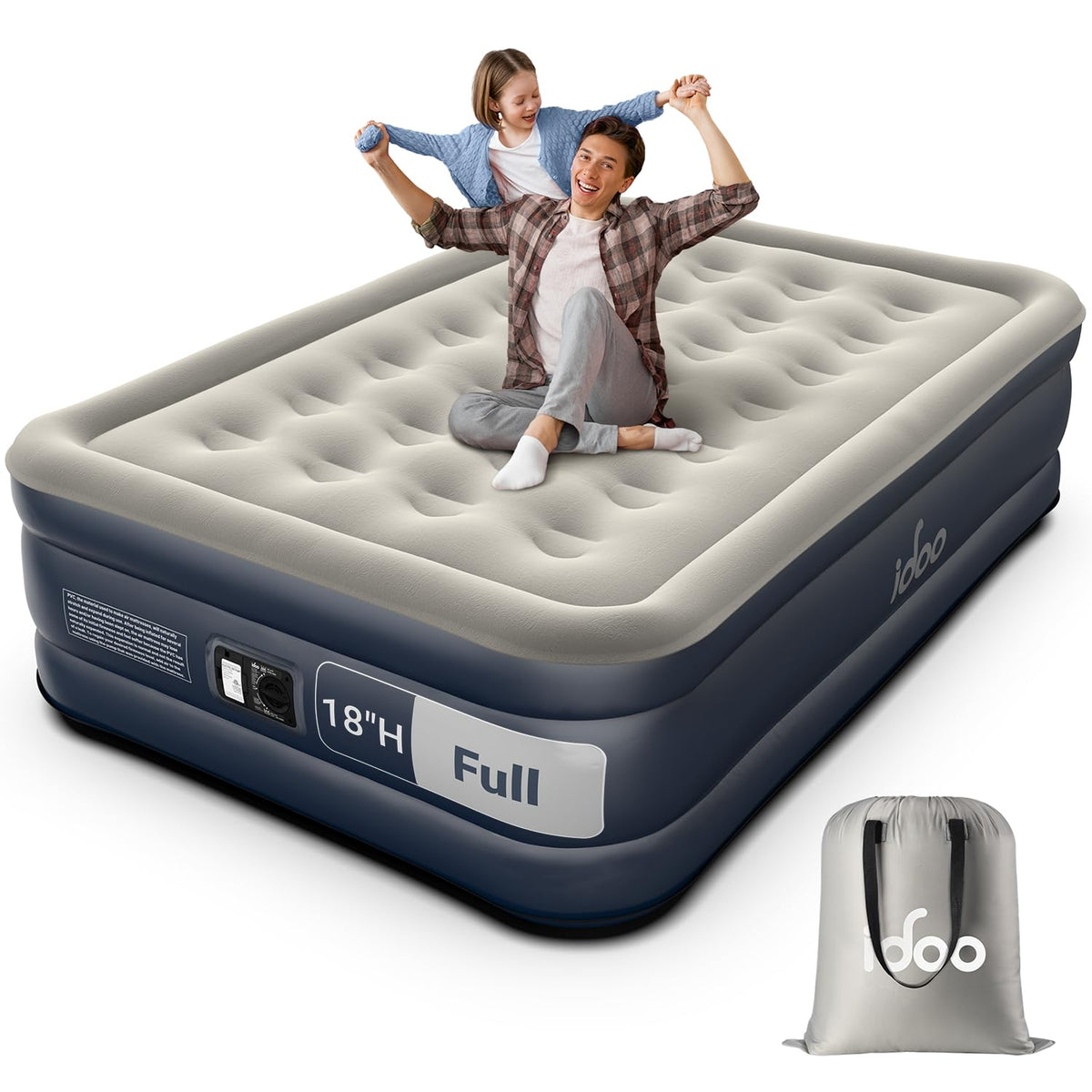 iDOO air mattress full built-in pump enables quick inflation for guests