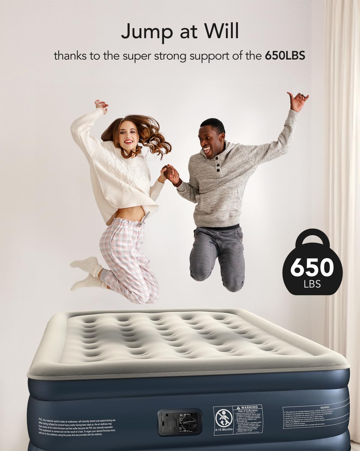 iDOO air mattress full upgraded K80 resin material for durability