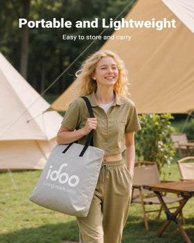 iDOO air mattress includes storage bag and patches for on-the-go repairs