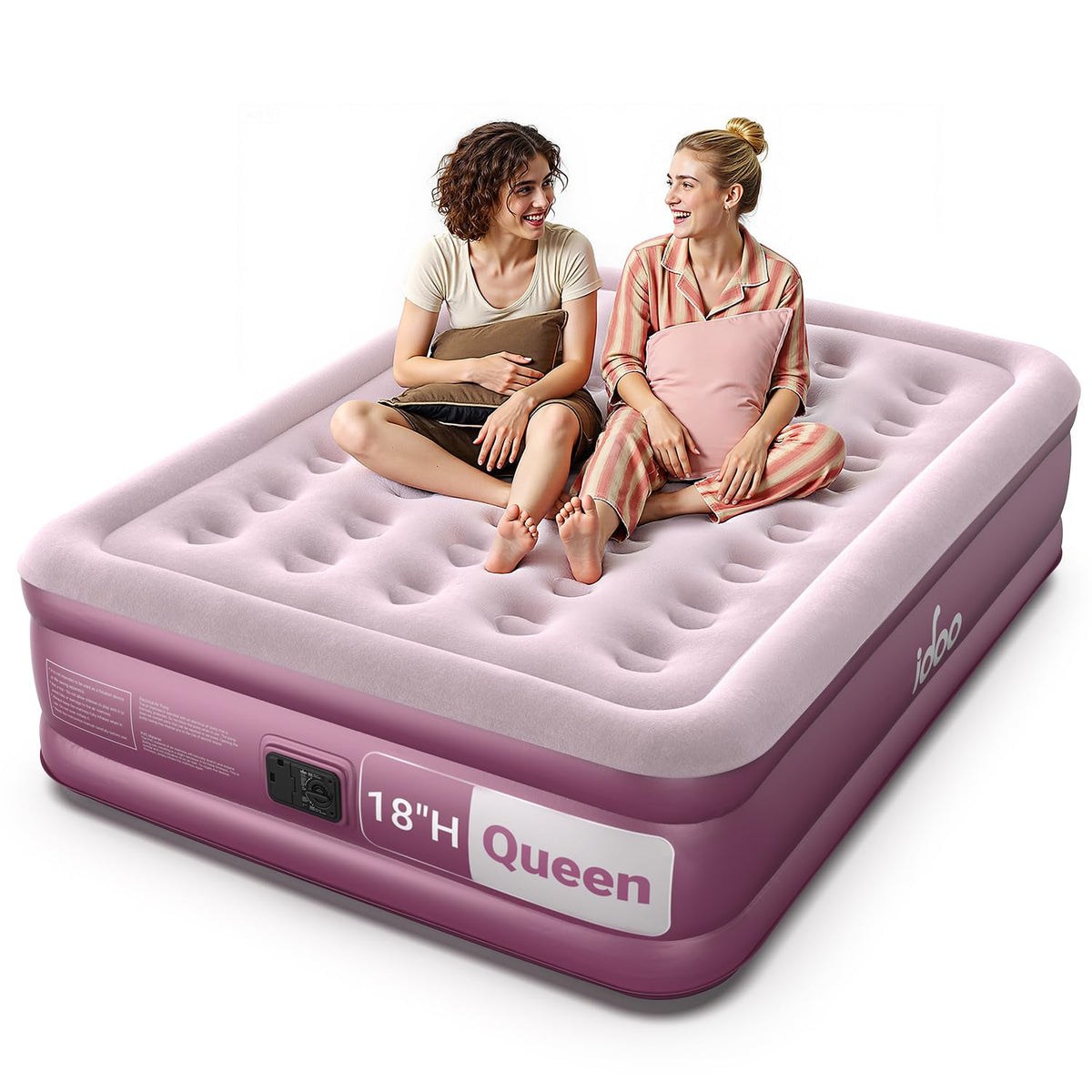 iDOO queen air mattress with built-in pump for effortless at-home inflation