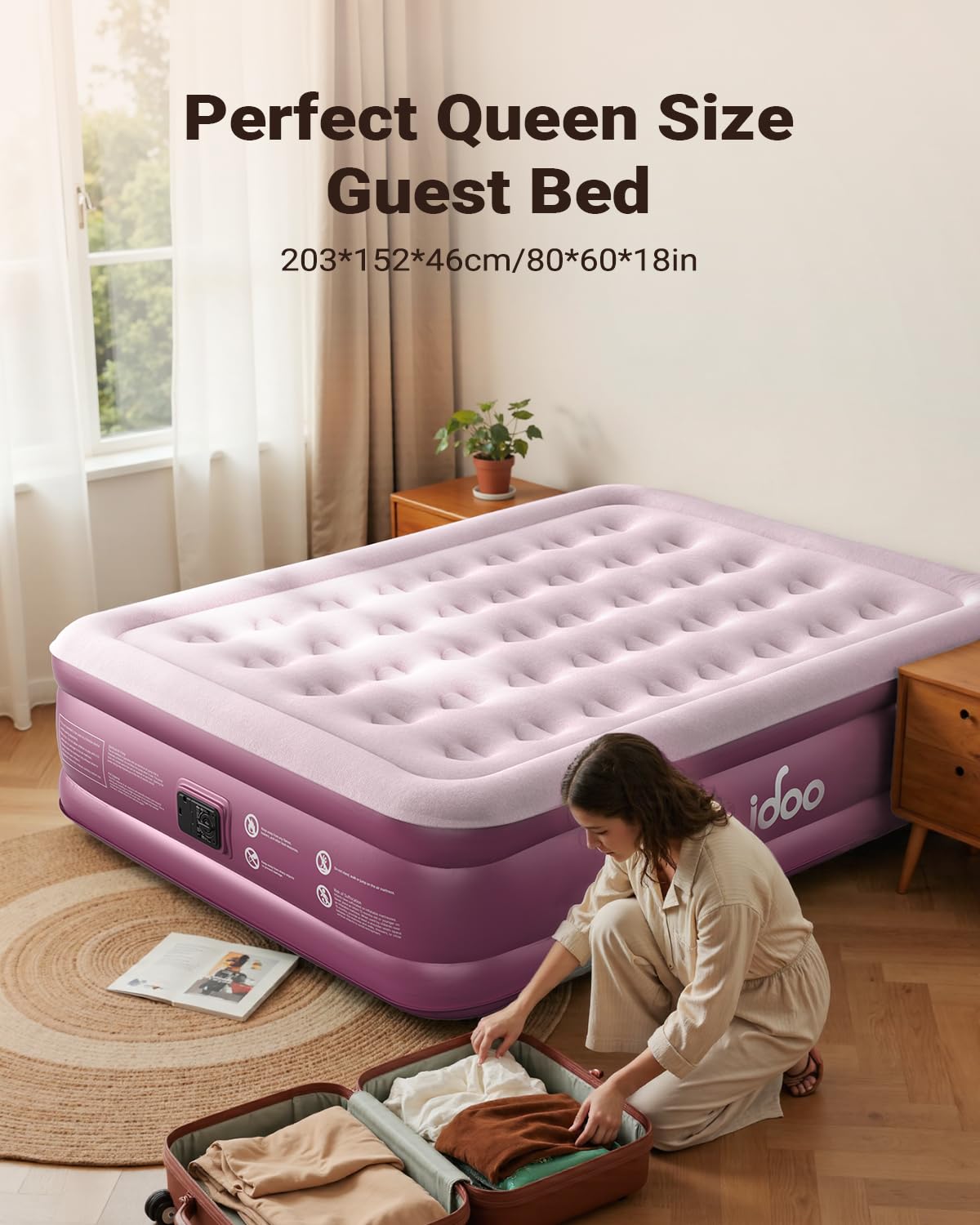 iDOO air mattress with smart air coils for support and stability
