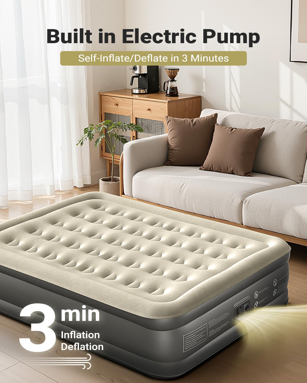 IDOO air mattress queen thick PVC with extra layers for durability.