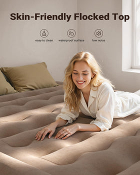 iDOO air mattress soft-flocked-surface feels gentle on skin