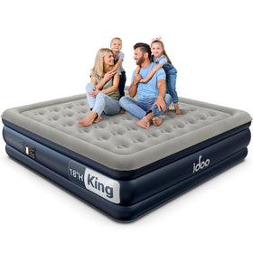 iDOO king-size air mattress with built-in pump for fast setup
