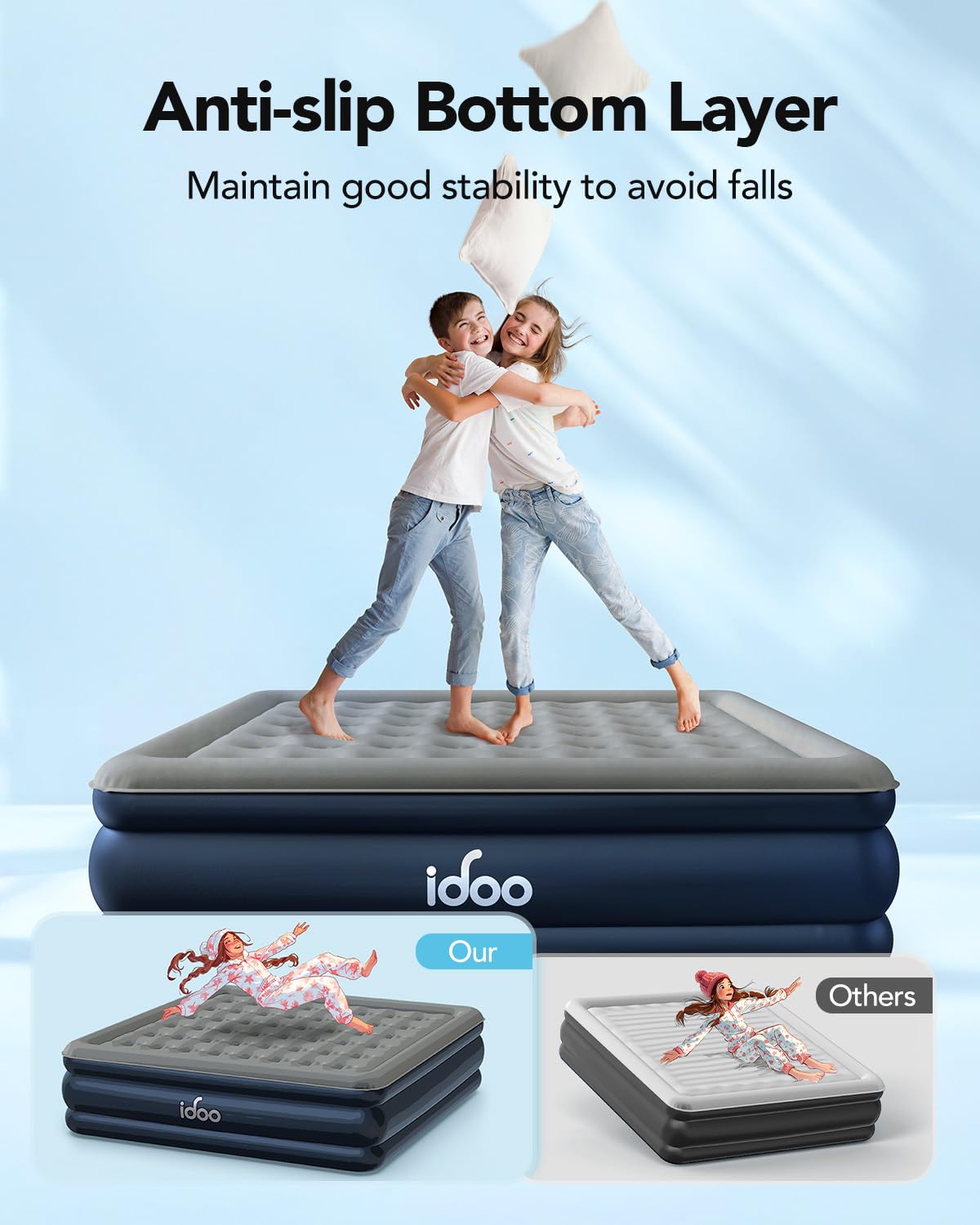 iDOO compact design with storage bag keeps the mattress out of sight