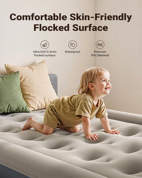 iDOO twin air mattress raised to 18 inches for added height and comfort