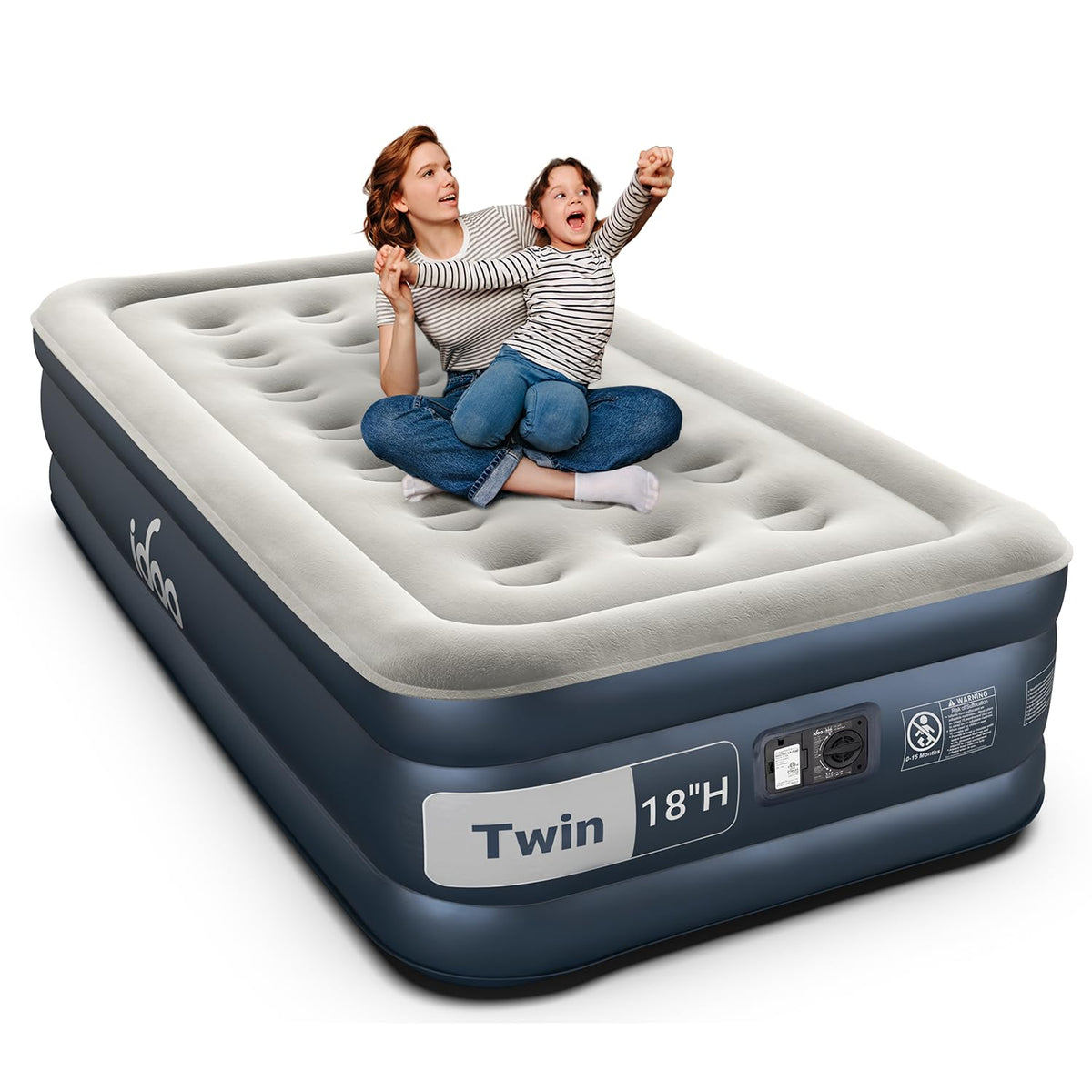 iDOO twin air mattress with built-in pump for quick, effortless inflation