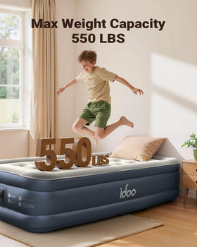 iDOO twin air mattress with fast inflation and deflation in minutes
