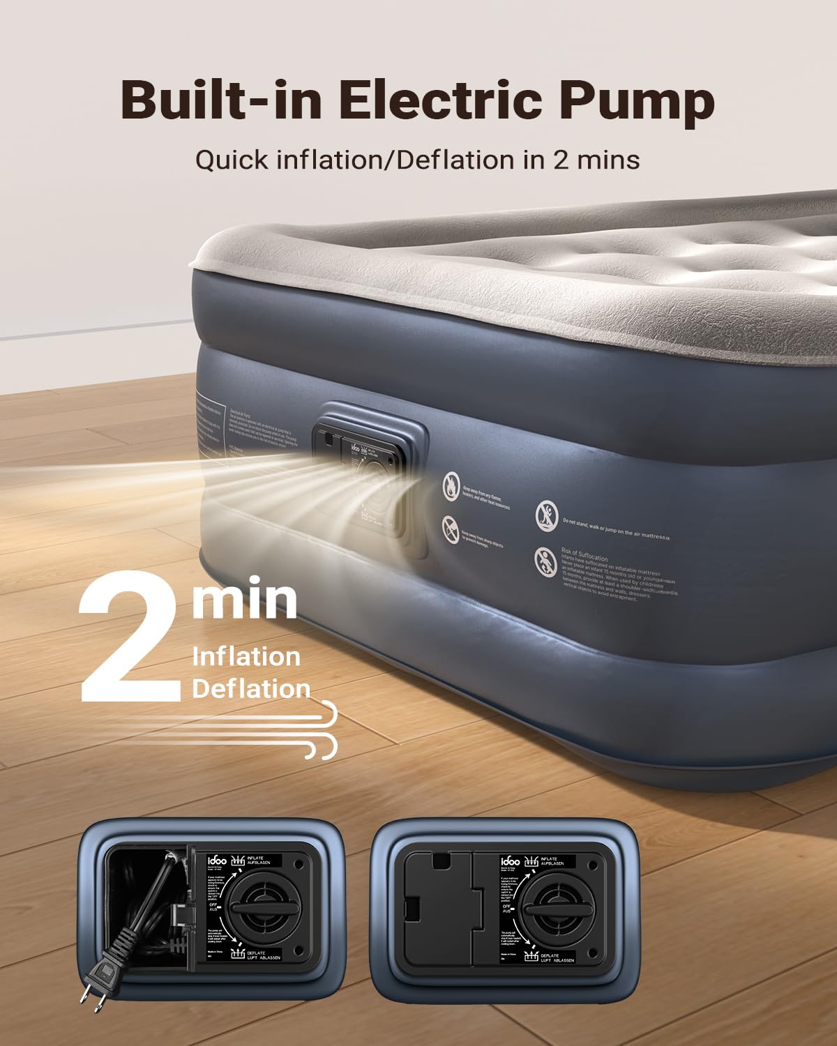 iDOO twin air mattress portable travel essential for guest rooms