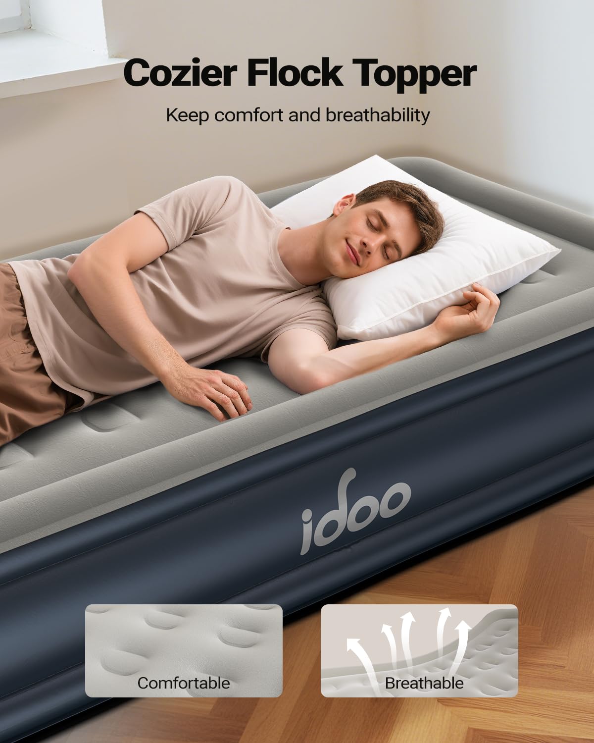 iDOO Twin XL air mattress measures 80 inches long for tall sleepers