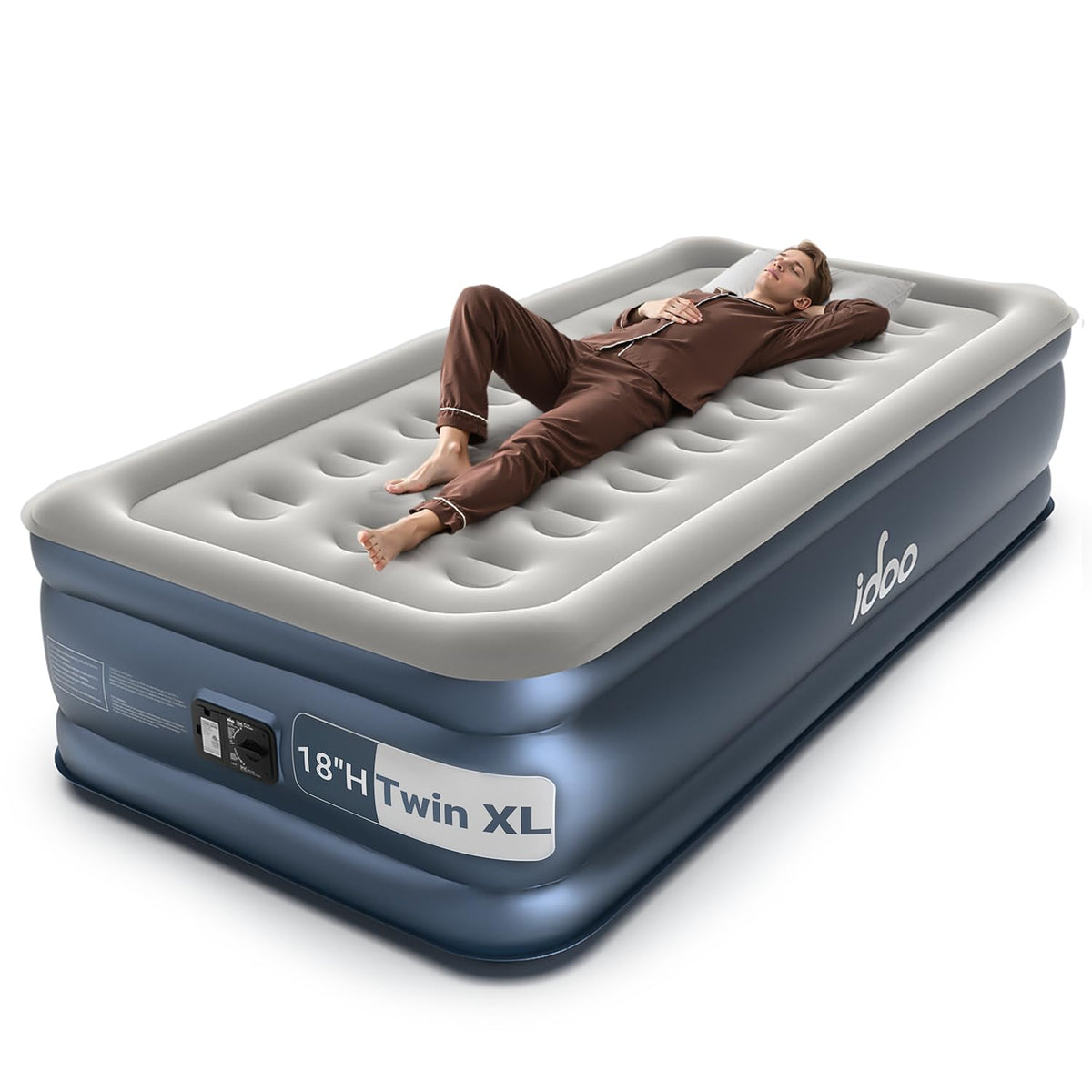 iDOO Twin XL air mattress with built-in pump for quick setup