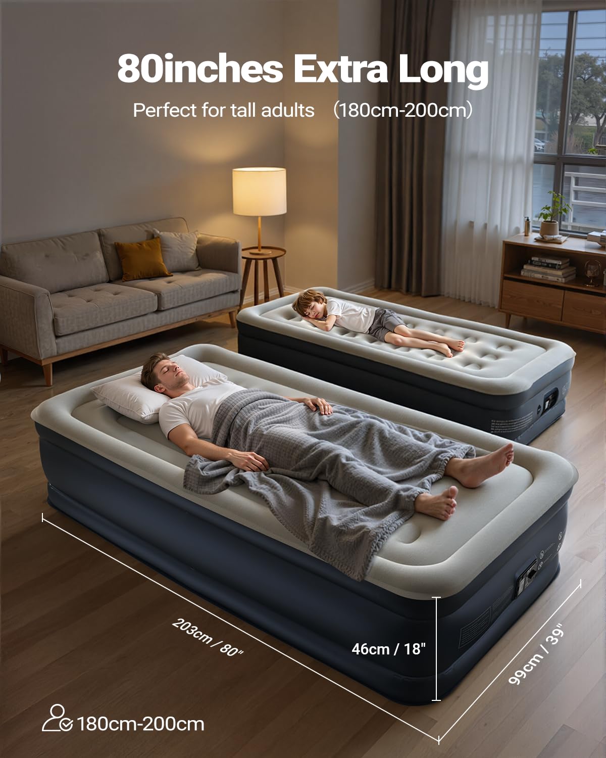 iDOO Twin XL air mattress four-chamber structure for stable support