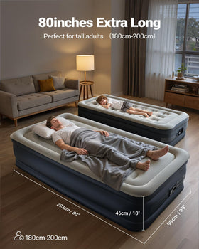 iDOO Twin XL air mattress four-chamber structure for stable support