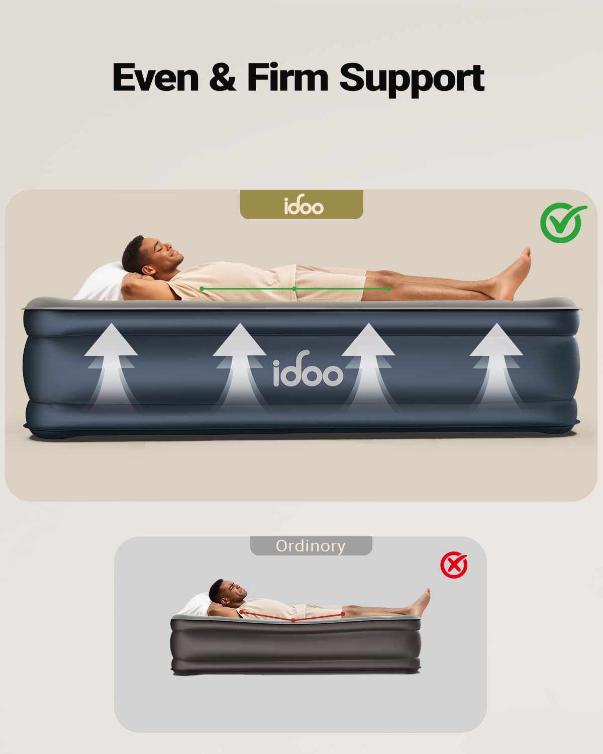 iDOO Twin XL air mattress supports up to 600 lbs for reliability