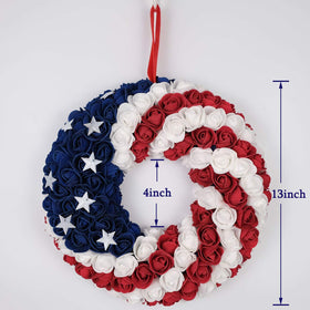 Idyllic boxwood wreath closeup highlights bright, fade-resistant colors for lasting decor.