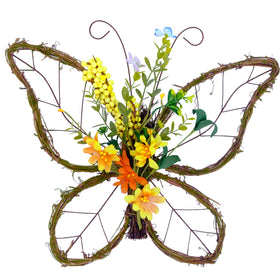 idyllic butterfly wreath with pastel berries on front door boosts spring curb appeal