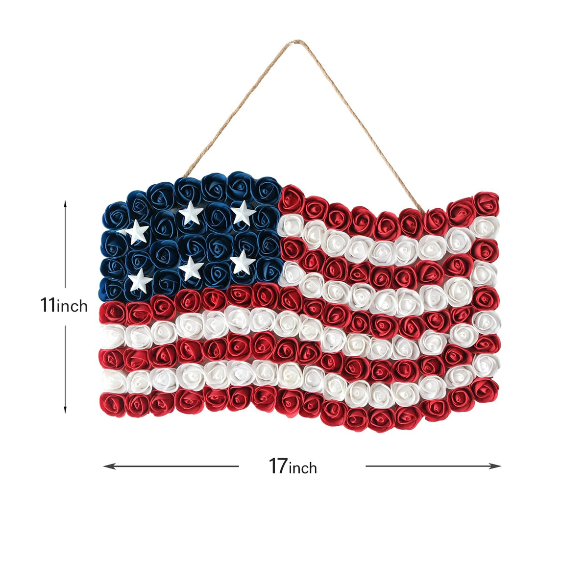 Idyllic wreath decorates patio space with patriotic flair and easy hanging.