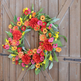 Idyllic indoor wreath on mantel decor elevates living spaces with color.