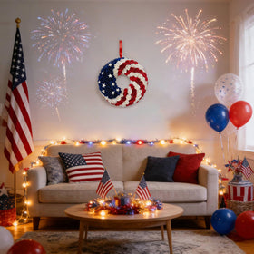Idyllic Memorial Day wreath designed for durable seasonal display.
