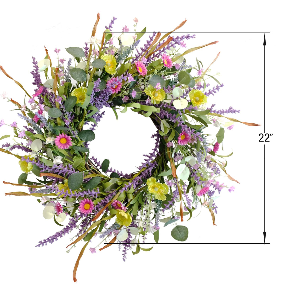 Idyllic spring wreath with eucalyptus leaves brightens porches and entryways.