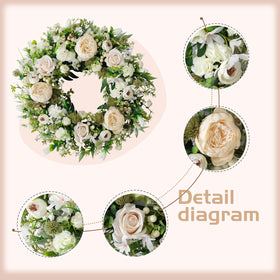 idyllic wall decor wreath 22-inch white peony and rose brightens interiors with low maintenance.
