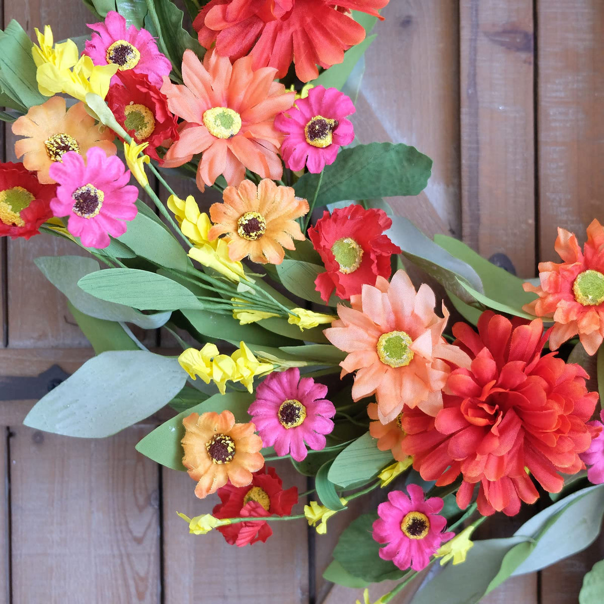 Idyllic wreath durable materials ensure long lasting decorative use.