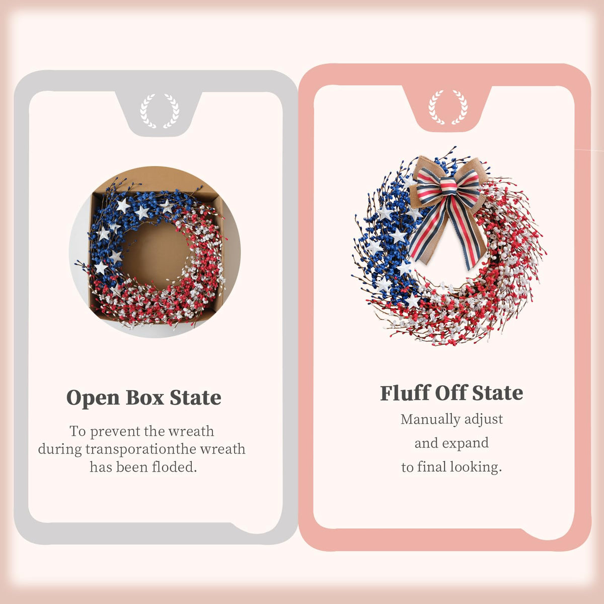 Idyllic wreath with metallic stars adds festive shine to any outdoor or indoor space.