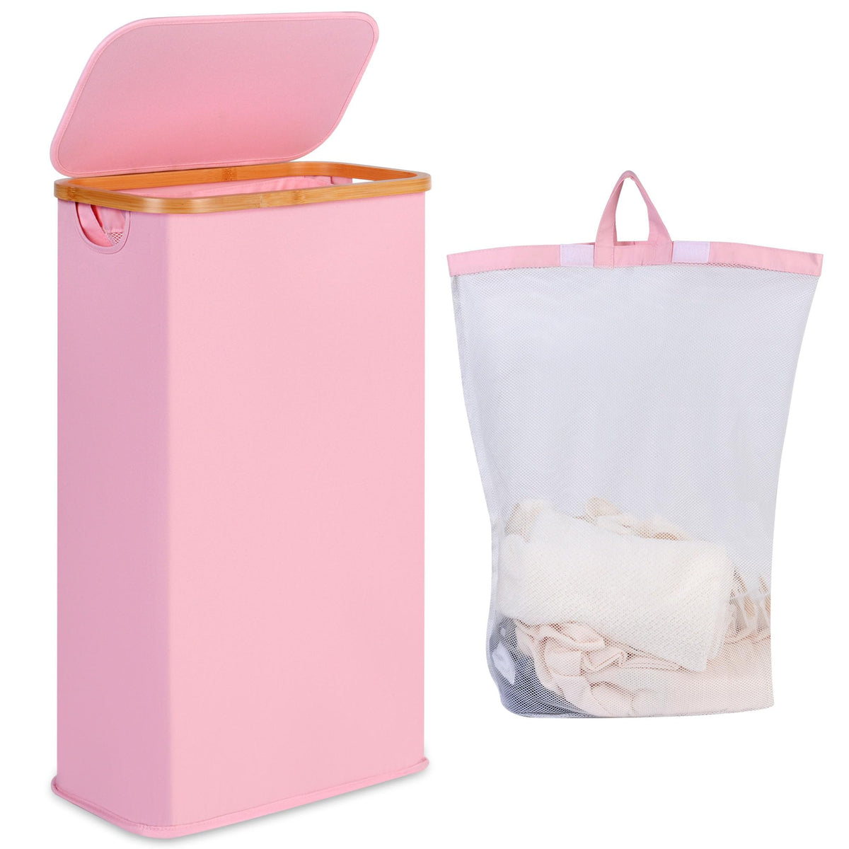 iEGrow 65L slim laundry hamper front view for compact spaces