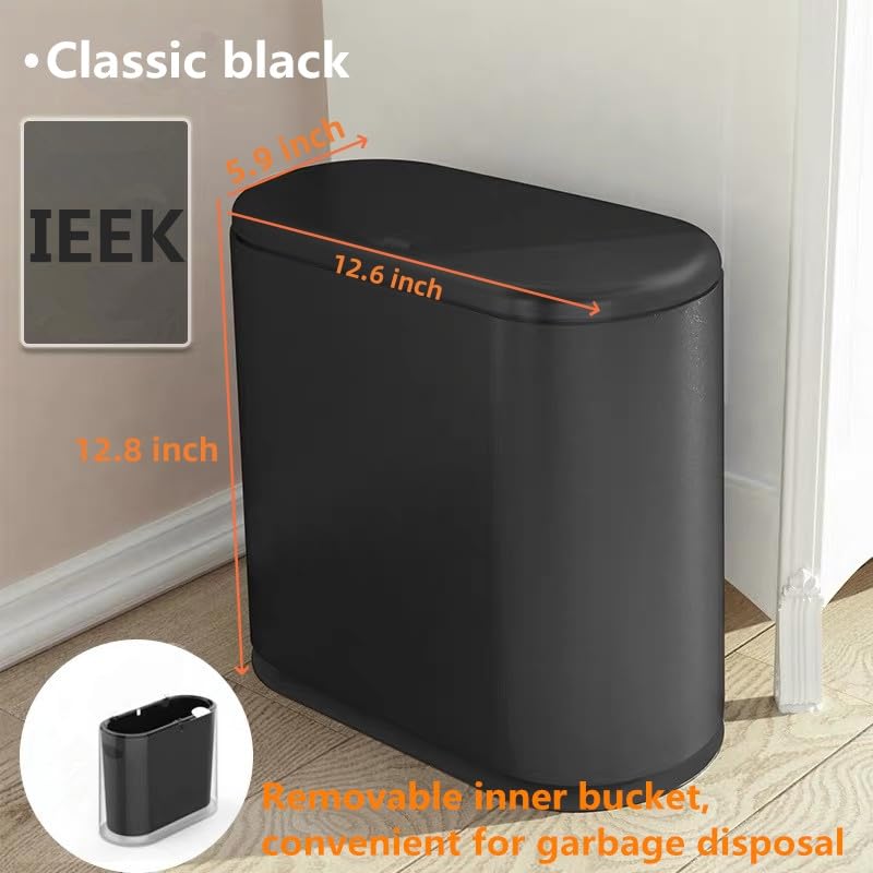 IEEK black trash bin designed for tight narrow spaces