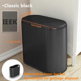IEEK black trash bin designed for tight narrow spaces