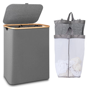iEGrow 150L laundry hamper with lid showing large capacity for family clothes